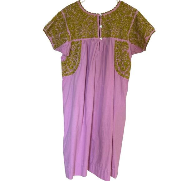 Sister Mary Floral Embroidered Kaftan Dress with Flutter Sleeves Vacation Boho - Picture 5 of 14